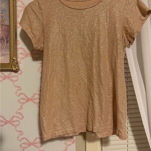Macy's Shimmering Beige Short Sleeve Top